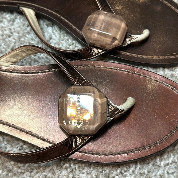 Jimmy Choo Size 38.5 Made in Italy Brown Flip Flop Sandals AS IS - Picture 6 of 11